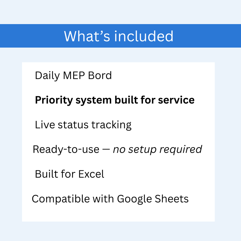 Kitchen Admin — MEP Board