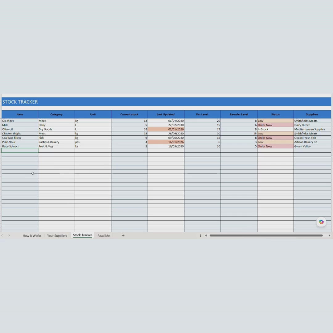 Kitchen Admin — Stock Tracker